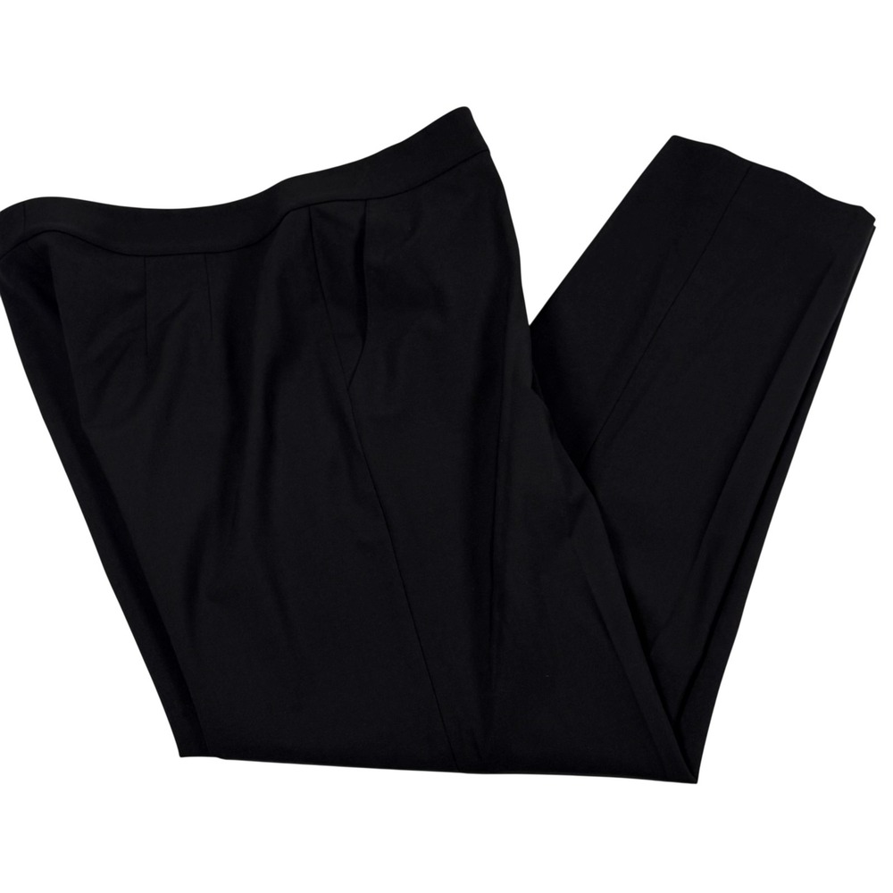 St John Collection Pants Trouser 12 Black Wool Stretch Dress Straight Leg Career